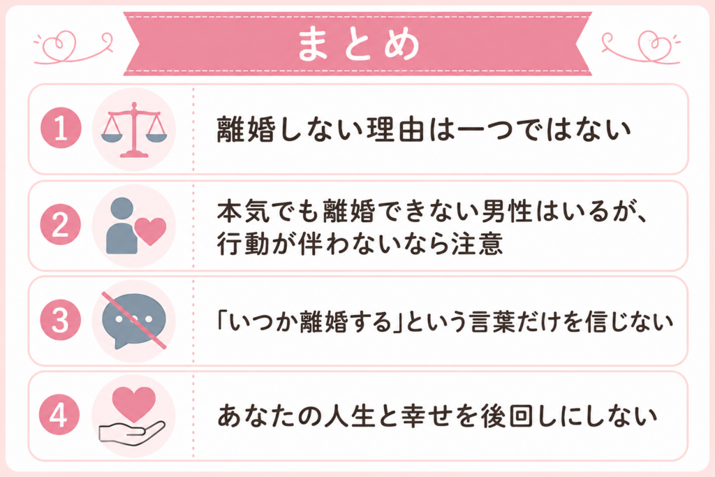 既婚者が離婚しない理由 まとめ